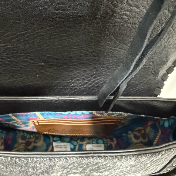 NWT Catchfly Studios Bohemian Western Fringe Crossbody Black Leather Bag - Picture 11 of 12